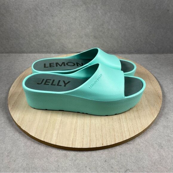 lemon jelly Shoes - Lemon Jelly Sunny Platform Slide Sandals Women 8.5 39 Mint Green Coastal Beach